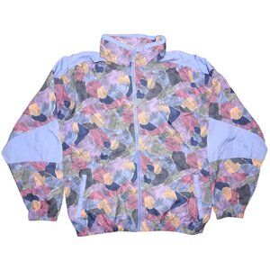 Vintage 90s Reebok Pastel Geometric Full Zip Lightweight Windbreaker Medium